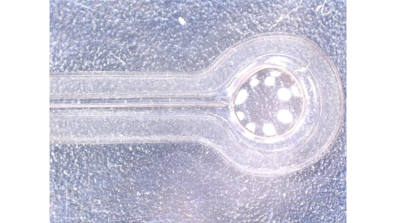 Example of micro-fluidic channel welded in transparent foils.