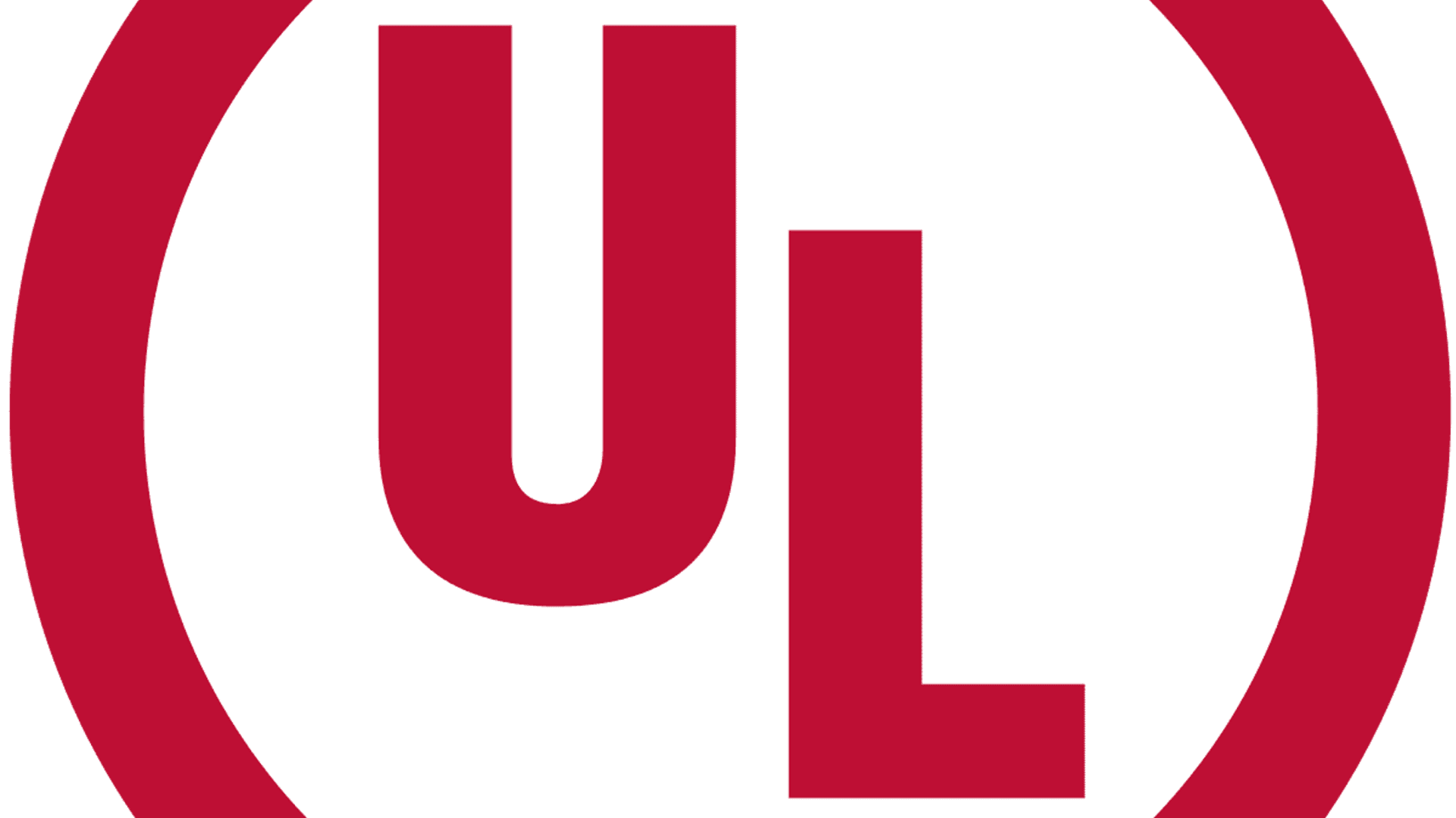 Rote UL-Buchstaben in fetter, abgerundeter Schrift in einem dicken roten Kreis auf weißem Hintergrund. Dies ist das Logo von UL, einem globalen Unternehmen für Sicherheitszertifizierungen.