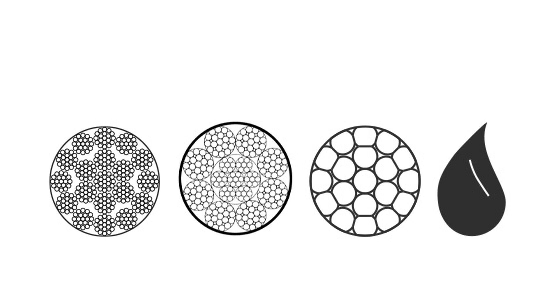 Three increasingly simpler circular patterns of hexagons transitioning into a solid black water drop shape with a white highlight on the right side.