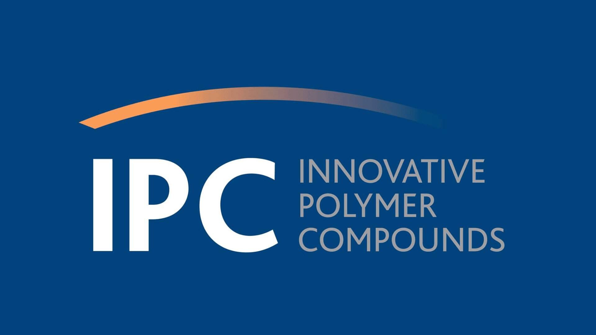 The logo features the letters IPC in bold white font, with the words INNOVATIVE POLYMER COMPOUNDS in smaller gray text to the right, all set against a blue background with an orange curved line above the text.