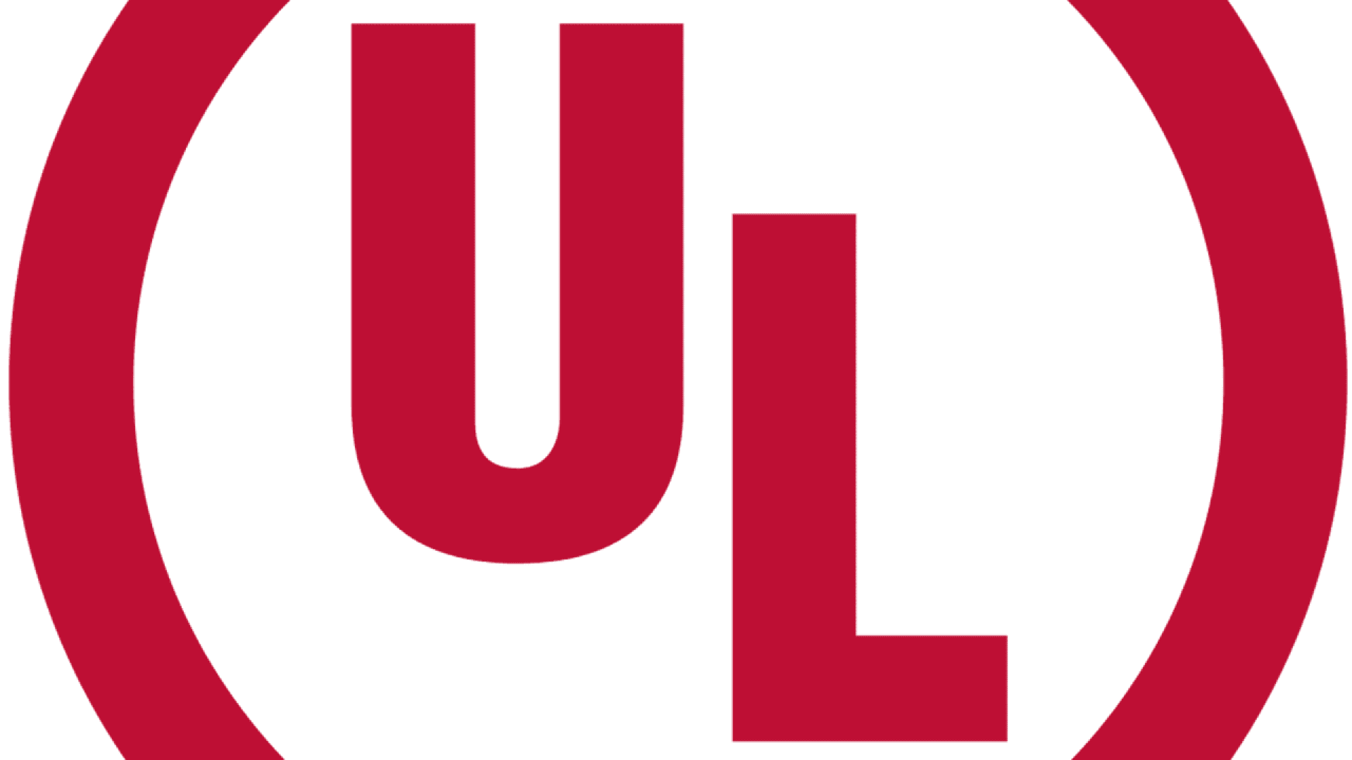 Red UL letters in a bold, sans-serif font are centered inside a red circle on a white background. This is the logo for UL (Underwriters Laboratories), a global safety certification company.