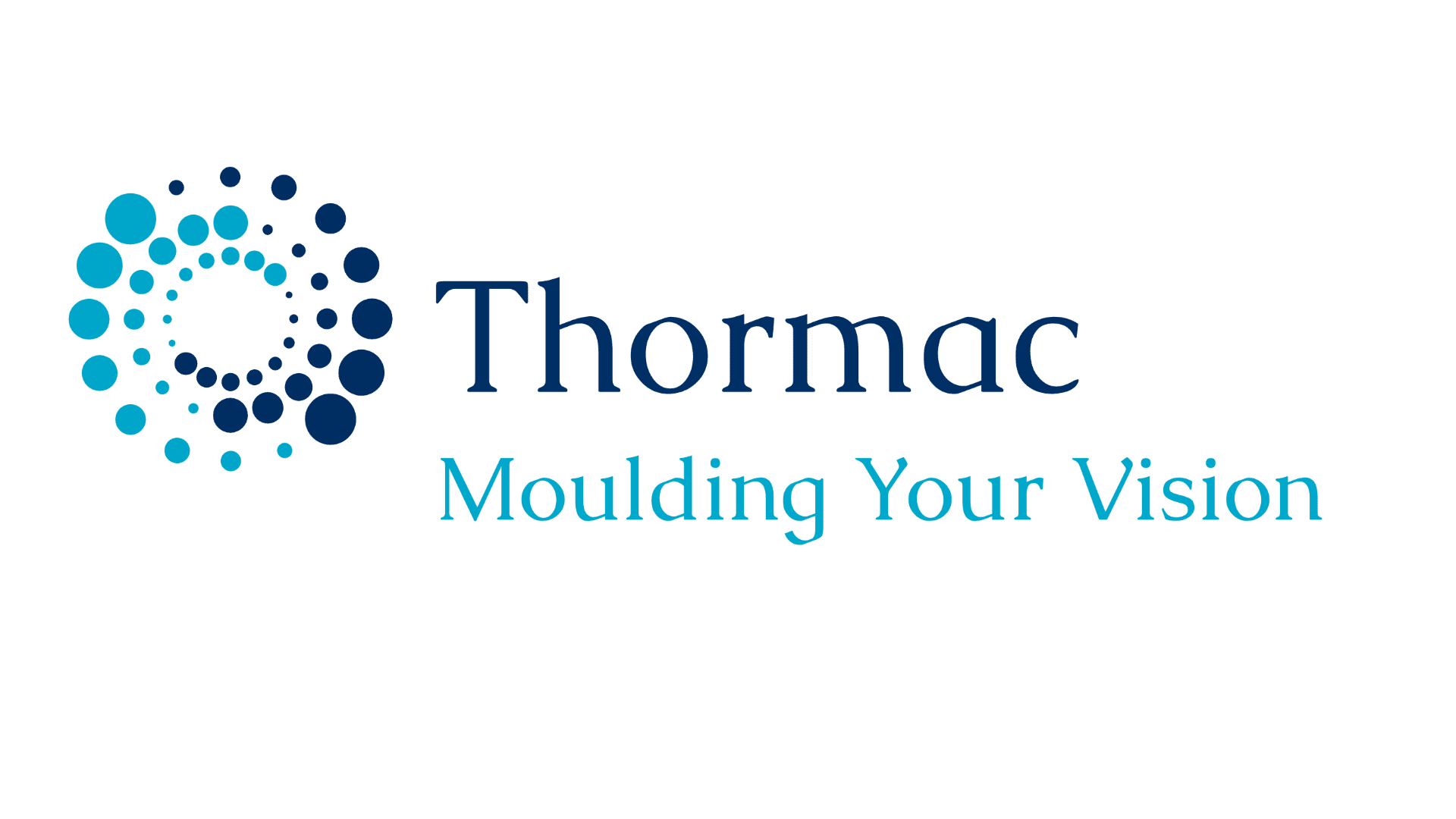 Thormac logo with blue circular dot design on the left and the words Thormac Moulding Your Vision in blue and teal text on the right.